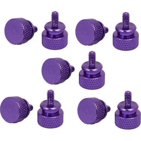 sourcing map 10pcs Vis moletée entièrement filetée pour couvercle d'ordinateur PC Violet 6-32