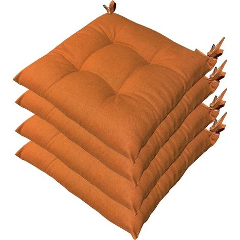 Set 4 Cuscini Sedia Cotone Morbidi Imbottiti Universali Coprisedia Eleganti - Marrone (1/4)