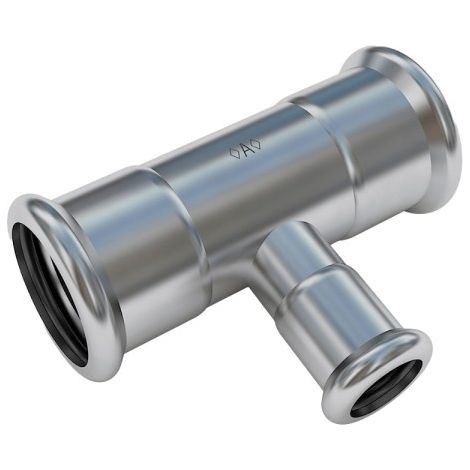 RACCORDO A T A PRESSARE INTERMEDIO RIDOTTO IN ACCIAIO INOX SERIE PRESS INOX 316L - Ø35XØ28XØ35  - CEX