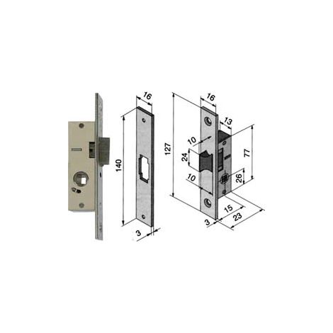 SERRATURA DA INFILARE PER MONTANTI SOLO SCROCCO 113  mm.15 (11315010)    WELKA