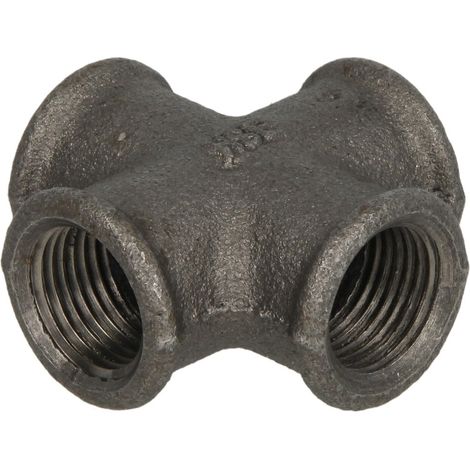 Raccord en fonte malléable noir croix 1/2'' FF/FF/FF/FF