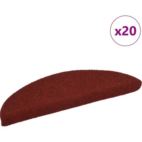 vidaXL Tapis d'escalier autocollants 20 pièces 56 x 17 x 3 cm Rouge bordeaux Demi-rond