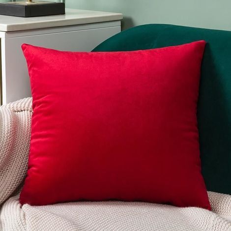 Red flannel cushion covers 45x45cm, Scandinavian style - Set of 2 (1/4)