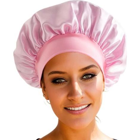 Générique Bonnet Satin, Protection des Cheveux Longs, bouclés ou crépus, pour Femme, Protection Cheveux Nuit, Bonnet Soie Cheveux (Rose) (1/5)