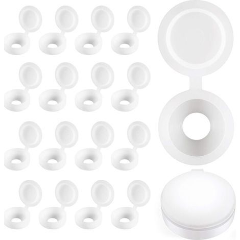 Cache-vis à Charnière en Plastique Plier les Couvercles à Vis Laveuse Flip Tops Blanc (1/5)