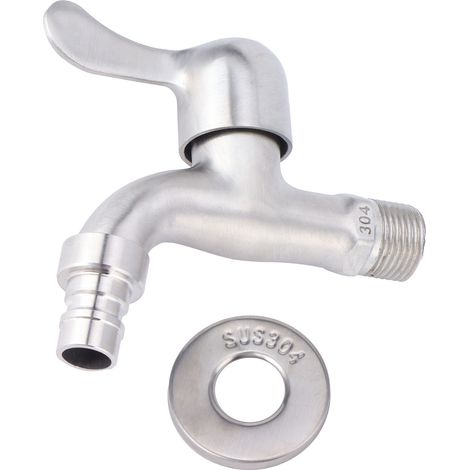 Rubinetto esterno in acciaio inox – a parete, ad apertura rapida – per lavatrici, scope e piscine.