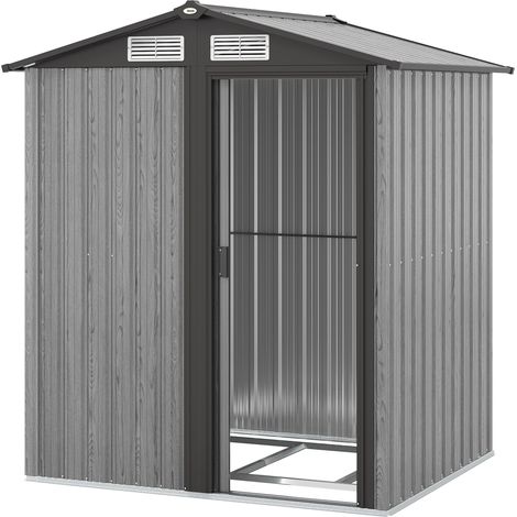 4.3 x 5ft Outdoor Garden Storage Shed Grey Wood Effect (1/5)