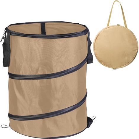 Oxford 90L pop-up green waste bag, foldable, with handles, reusable (Khaki). (1/5)