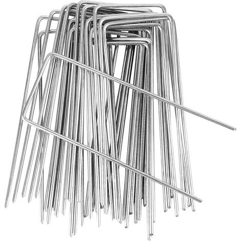 Piquets de Jardin 50 Pcs,agrafes Paillage Acier Inoxydable Piquets de Fixation en Acier pour Jardin Toiles de Paillages et de Jardinage Grillage Piquet Fixation Tente Sol Cheville Agrafes Jardinage (1/5)