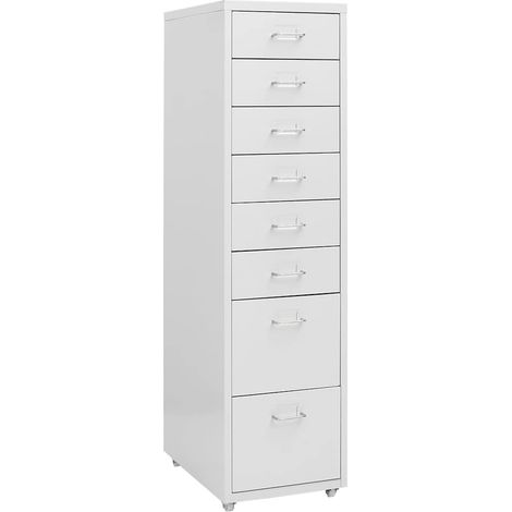 Classeur mobile Meuble de Rangement - Armoire De Bureau Gris 28x41x109 cm Métal BV545329 - BonneVie (1/5)
