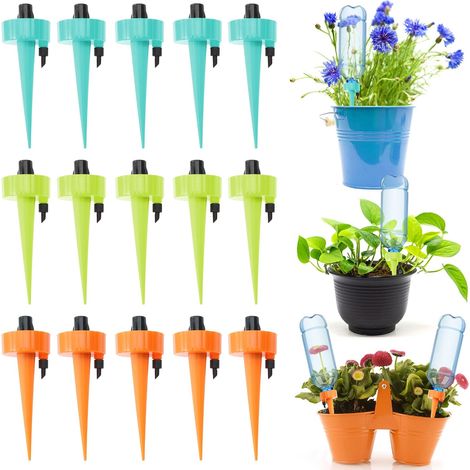 15 x Automatic Sprinkler for Plants with Valves, Adjustable Speed Watering Device for Potted Plants in the Garden, Indoor, Outdoor (1/5)