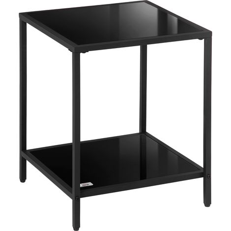 Mesa auxiliar de vidrio templado con 2 niveles 40 x 40 x 50 cm negra (1/5)
