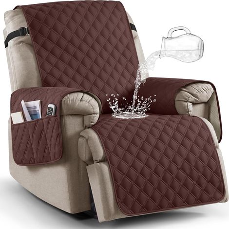 Couvertures de chaise longue imperméable 23in, Couvertures longues antidérapantes pour chaise longue Couverture de chaise lavable, Couvertures longues avec poches, marron
