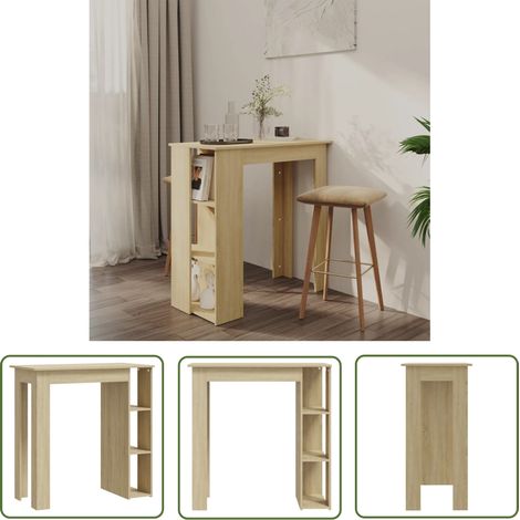 The Living Store Bartisch mit Regal Sonoma-Eiche 102x50x103,5 cm Holzwerkstoff - Esstisch - Bartisch - Bistrotisch - Stehtisch - Kücheninsel (1/5)