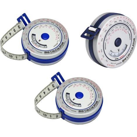 FACAIIO Mètre ruban rétractable IMC pour régime et fitness, 150 cm, avec bouton-poussoir de verrouillage et auto-rétractable, bleu (1/5)