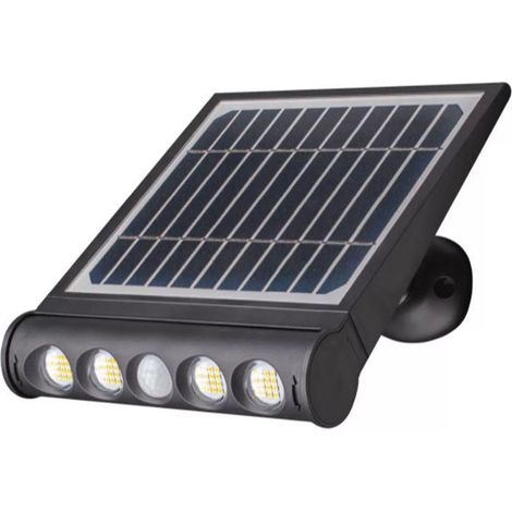 Lámpara LED multiusos para jardín V-TAC de 8 W con soporte para panel solar, luz blanca natural y sensor PIR IP65 (1/3)