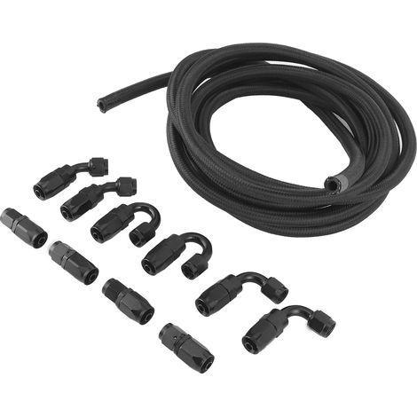 Tuyau de carburant 5m, flexible essence 6AN avec raccords inox tressé nylon, embouts droits 45° 90° 180° (1/5)