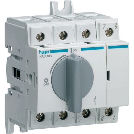 Interruptor-seccionador HAC406 de 4 polos y 63 A