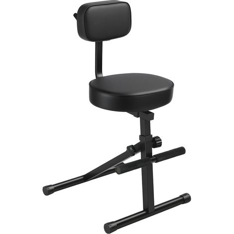 Tabouret de guitare, Tabouret de bar pliable, revêtement en cuir, hauteur et inclinaison du dossier réglables, repose-pieds intégré, capacité de charge de 100 kg, 36×40×105cm, noir (1/5)