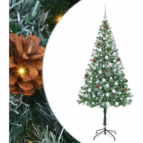 Sapin de Noël artificiel avec 300 lumières LED, vert, 180 cm, en PVC et acier. (1/5)