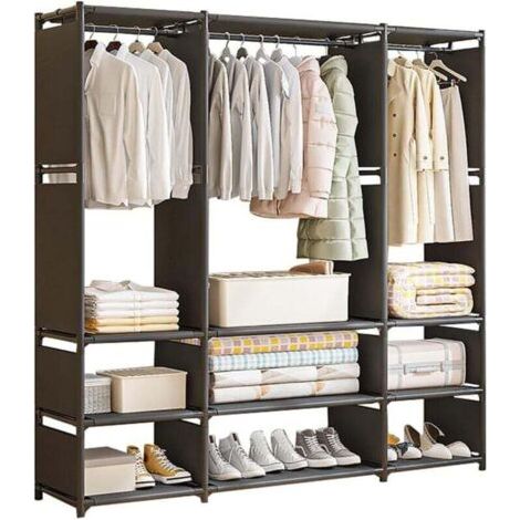 Armoire Porte-manteau simple en métal robuste pour chambre à coucher, cintres autoportants, 130 x 36 x 170 cm