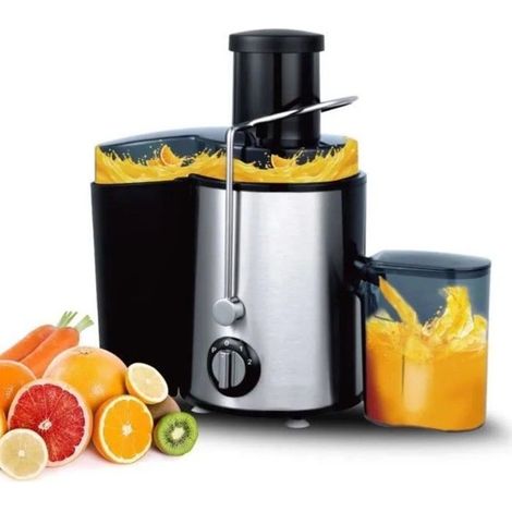 Centrifugeuse de fruit - Extracteur de jus - Fruits et Légumes - 2 Vitesses - Bouche 65 mm -Design Anti-goutte, Argent (1/5)