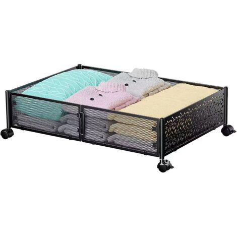 1 PCS Rangement Sous Lit avec Roulettes,Tiroir Étagère en Métal Sac Vetement Caisse Rangement pour Édredons Couvertures Oreillers Jouets Vestes Vêtements (1/5)