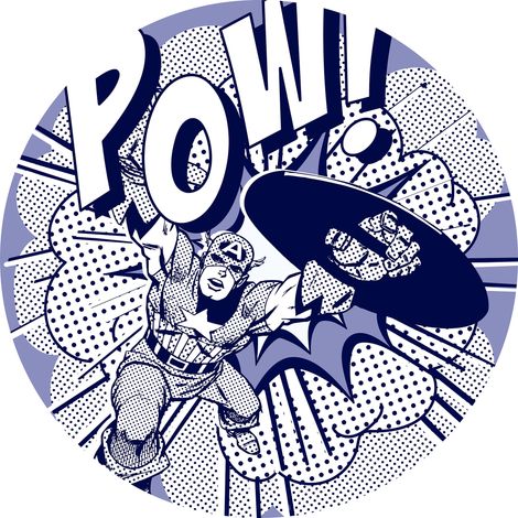 Papier peint rond auto-adhésif - Captian America Pow - Diamètre 125 cm (1/3)