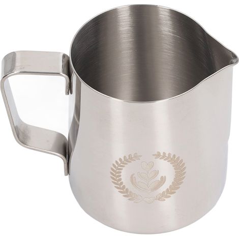 Pichet à lait de 350 ml en acier inoxydable 304 épais, idéal pour les cafetières latte. Couleur naturelle. (1/5)