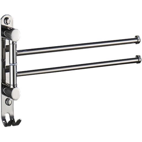 Porte Serviettes Salle de Bain avec 2 Barres 180°Rotatives Sèche-Serviettes en Acier Inoxydable SUS304 Porte Serviette Murale Sèche Serviettes pour Salle de Bain Cuisine Lavabo 3223cm (1/5)