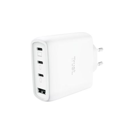 Cargador de Pared GaN Trust Maxo 65W 26068/ 3xUSB Tipo-C/ 1xUSB/ Incluye Cable USB Tipo-C/ 65W