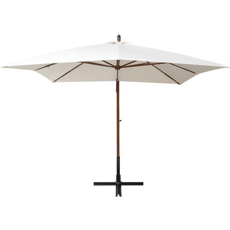 Maison Exclusive - Ampelschirm 300x300 cm Holzmast Weiß (1/5)