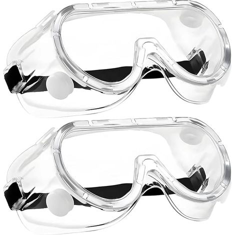 Set mit 2 Schutzbrillen, Arbeitsbrillen für Brillenträger, staubdichte Schutzbrillen, klar, beschlagfrei, Sicherheitsbrillen