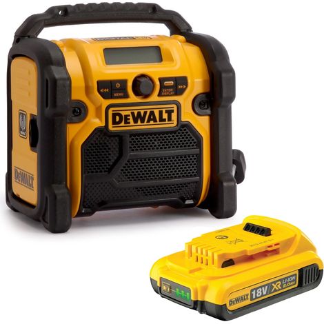 Dewalt DCR020 240v XR Compact DAB Digital Jobsite Radio + 18v 2.0ah Battery