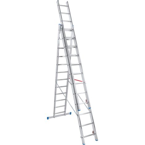 PETRA Echelle professionnelle transformable en aluminium 3 plans 12 marches (1/5)