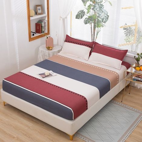 Housse de Matelas 150x200 cm avec Élastique, Drap-Housse en Jersey Extensible pour Matelas Fin, Housse de Protection Imperméable et Respirante, Motif Feuilles, Couleur Unie (1/2)