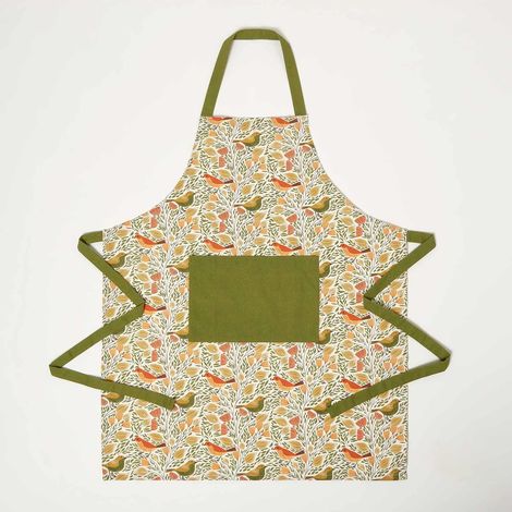 HOMESCAPES 100% Cotton Song Bird Apron (1/5)