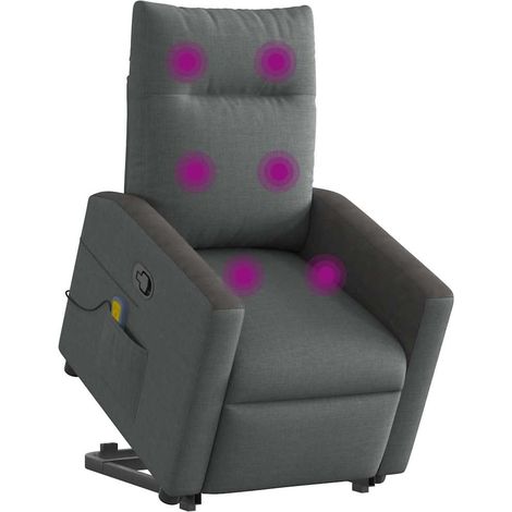 Maison Exclusive - Poltrona Alzapersona Massaggi Reclinabile Grigio Scuro Tessuto