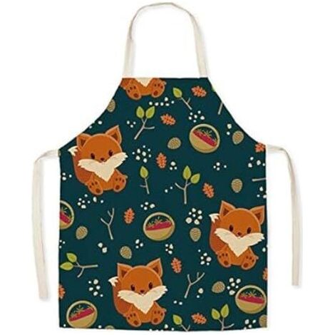 Tablier en lin pour enfant avec motif mignon, pour cuisine, peinture, jardinage (1/3)