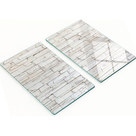 Paneles de vidrio duraderos y elegantes con dise帽o de pared de piedra blanca, 2x30x52 cm.