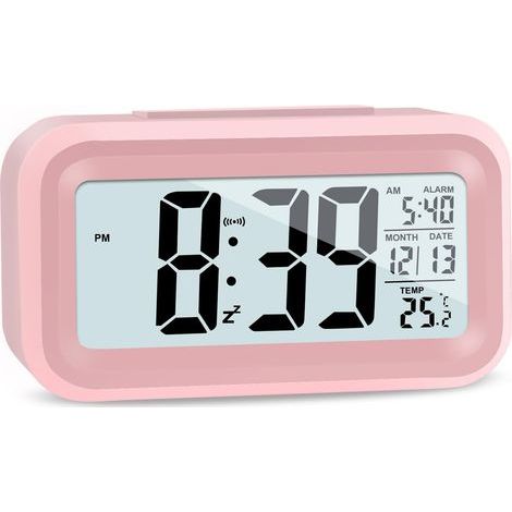 Digitaler LCD-Wecker, Reisewecker mit Temperaturanzeige, Schlummerfunktion und Helligkeitsregelung intelligenter Wecker für Schlafzimmer, Homeoffice und andere Anwendungen.