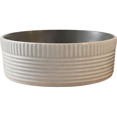 Vasque à poser ronde -40 cm -Noir effet pierre rainuré blanc -KALEO STONE (1/5)