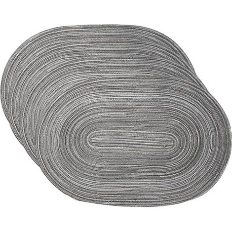Platzsets – Untersetzer – Ovale Platzsets – 45 x 30 cm – Gewebt – Hitzebeständig bis 85 °C – Rutschfest – Waschbar – Baumwolle/Polyester – 6 Stück – Grau (1/5)