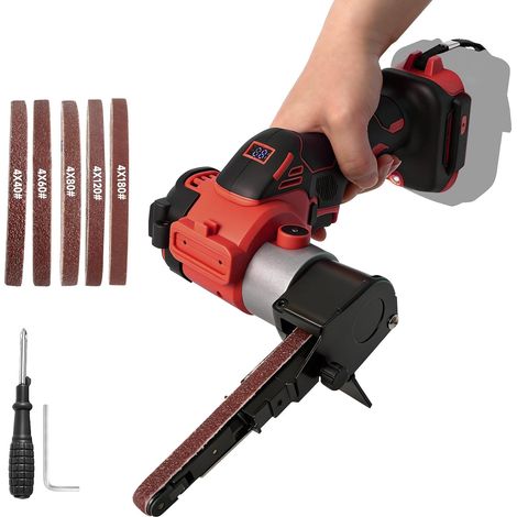 Ponceuse à bande sans fil compatible avec batterie M18 18 V, ponceuse de détail sans balais de 0 à 13 000 tr/min, meuleuse à bande réglable à 360° avec 20 bandes abrasives pour bois, métal (1/5)