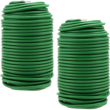 Lntyq Grüner Gartendraht, 2 Rollen 3,5 mm x 20 m, weicher grüner Gartendraht, Tomatenbindedraht, Pflanzendrahtstütze, Befestigung von Kletterpflanzenbindern, Gartenbedarf (1/5)