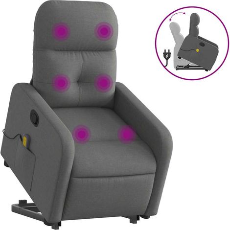 Maison Exclusive - Massagesessel mit Aufstehhilfe Dunkelgrau Stof