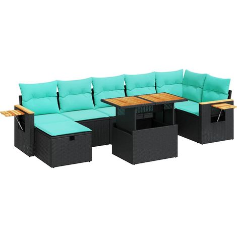 Maison Exclusive - Set Divano da Giardino 8pz con Cuscini Grigio Polyrattan Acacia (1/5)