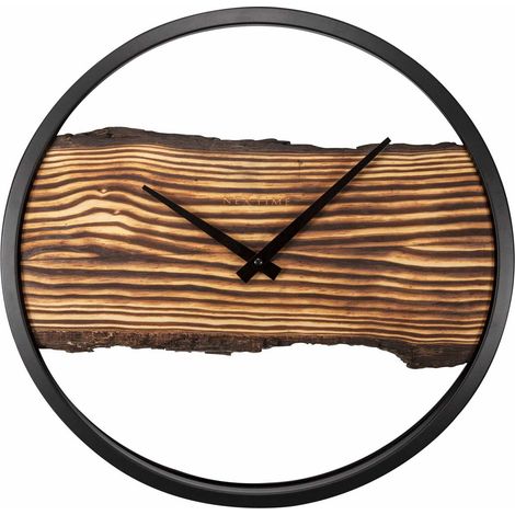 Horloge murale silencieuse en bois massif et métal - 30 cm / 45 cm - PANGIVO