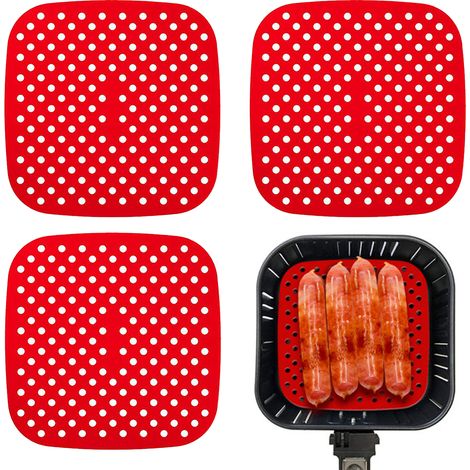 Lot de 3 tapis de cuisson réutilisables en silicone pour friteuse à air, accessoires faciles à nettoyer, antiadhésifs. (1/5)