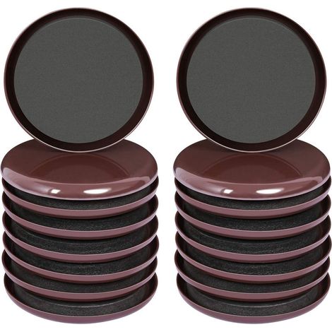 Lot de 16 patins adhésifs pour pieds de meubles (tables et chaises), faciles à déplacer et protégeant les sols, 8,9 cm (3,5 pouces), marron. (1/4)